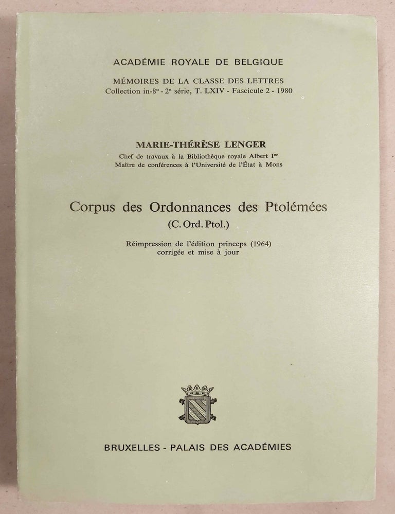 Item #M8572a Corpus des ordonnances des Ptol&eacute;m&eacute;es (C. Ord. Ptol.). LENGER Marie-Th&eacute;r&egrave;se.[newline]M8572a-00.jpeg