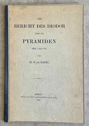 Item #M8581 Der Bericht des Diodor über die Pyramiden (Bibl. I 63,2-64). BISSING Friedrich...[newline]M8581-00.jpeg