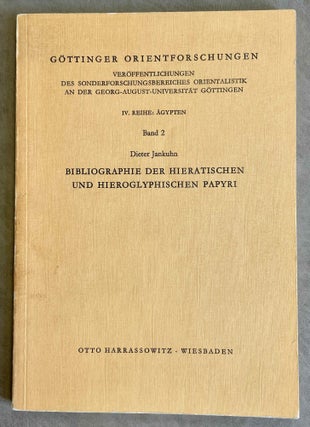 Item #M8592 Bibliographie der hieratischen und hieroglyphischen Papyri. JANKUHN Dieter