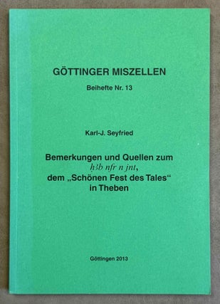 Item #M8604b Bemerkungen und Quellen zum "h3b nfr n jnt" dem "Schönen Fest des...