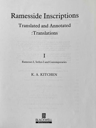 Ramesside inscriptions. Translated and annotated. Translations. Vol. I: Ramesses I, Sethos I and Contemporaries.[newline]M8607-02.jpeg
