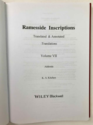 Ramesside inscriptions. Translated and annotated. Translations. Vol. VII: Addenda.