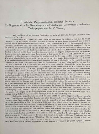 Griechische Papyruskunden kleineren Formats. Ein Supplement zu den Sammlungen von Ostraka und Überresten griechischer Tachygraphie.