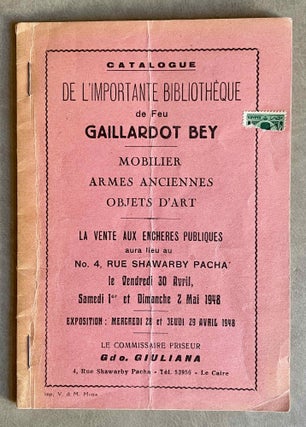 Item #M8705 Catalogue de l'importante bibliothèque de feu Gaillardot Bey. Mobilier, armes...