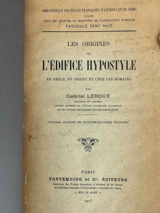 Les Origines de L'Edifice Hypostyle. En Grèce, en Orient et chez les Romains.[newline]M8706-02.jpeg
