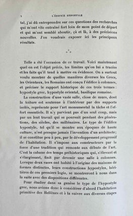 Les Origines de L'Edifice Hypostyle. En Grèce, en Orient et chez les Romains.