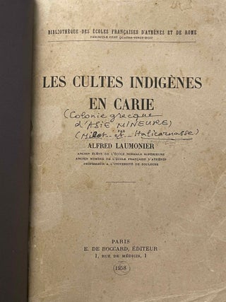 Les cultes indigènes en Carie