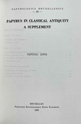 Papyrus in classical Antiquity. A supplement.