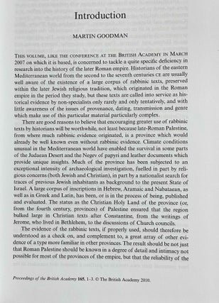 Rabbinic Texts and the History of Late-Roman Palestine