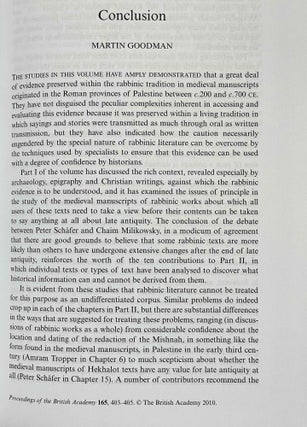 Rabbinic Texts and the History of Late-Roman Palestine