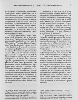 L'Etrurie et l'Ombrie avant Rome. Cité et territoire. Actes du colloque international, Louvain-la-Neuve, Halles Universitaires, Sénat académique, 13-14 février 2004.