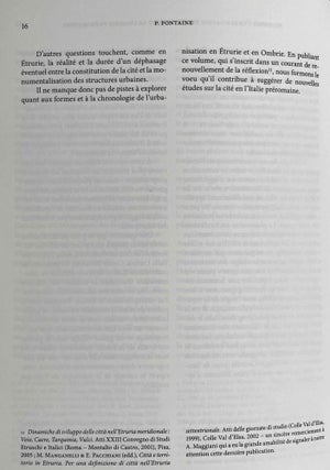 L'Etrurie et l'Ombrie avant Rome. Cité et territoire. Actes du colloque international, Louvain-la-Neuve, Halles Universitaires, Sénat académique, 13-14 février 2004.