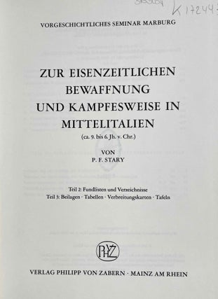 Zur eisenzeitlichen Bewaffnung und Kampfesweise in Mittelitalien (circa 9. bis 6. Jahrhundert v. Chr.). 3 volumes in two (complete set)[newline]M8760-09.jpeg
