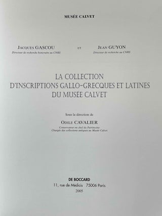 La collection d'inscriptions gallo-grecques et latines du Musée Calvet. Texte & Planches (complete set)[newline]M8780-01.jpeg