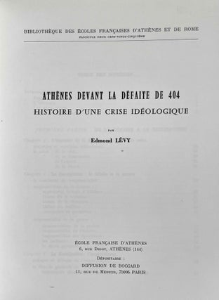 Athènes devant la défaite de 404. Histoire d'une crise idéologique.