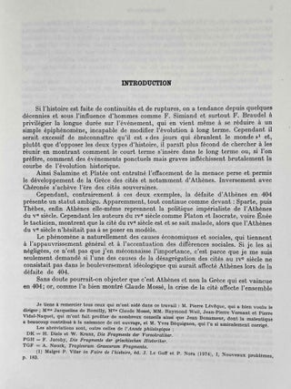 Ath&egrave;nes devant la d&eacute;faite de 404. Histoire d'une crise id&eacute;ologique.