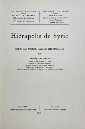 Hiérapolis de Syrie. Essai de monographie historique.