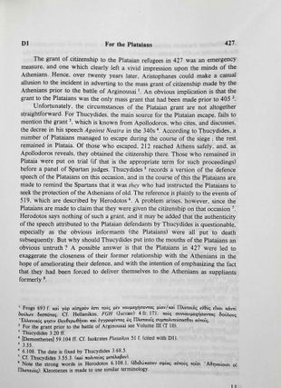 Naturalization in Athens. Vol. 1: A corpus of Athenian decrees granting citizenship. Vol. 2: Commentaries on the decrees granting citizenship. Vol. 3: The testimonia for grants of citizenship. Vol. 4: The law and practice of naturalization in Athens from the origins to the Roman period (complete set)