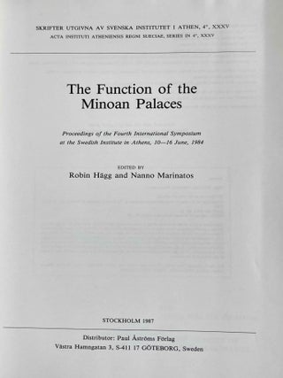 The function of the Minoan Palaces. Proceedings of the fourth international symposium at the Swedish Institute in Athens, 10-16 June, 1984.[newline]M8795-01.jpeg