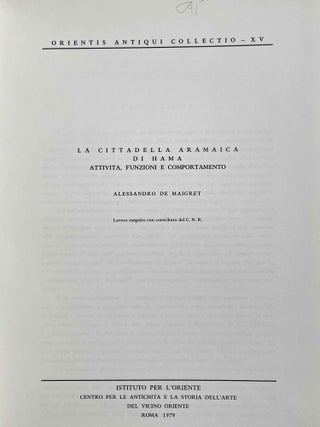 La cittadella aramaica di Hama. Attivita, funzioni e comportamento.