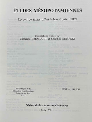 Etudes mésopotamiennes: recueil de textes offerts à Jean-Louis Huot