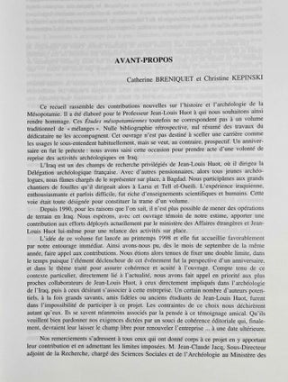 Etudes mésopotamiennes: recueil de textes offerts à Jean-Louis Huot