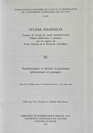 Numismatique et histoire économique phéniciennes et puniques. Actes du Colloque tenu à Louvain-la-Neuve, 13.-16. Mai 1987.[newline]M8873-01.jpeg