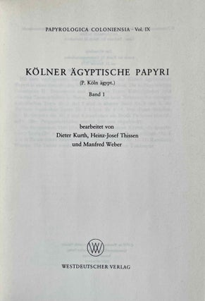 Kölner Ägyptische Papyri (P. Köln): Band 1