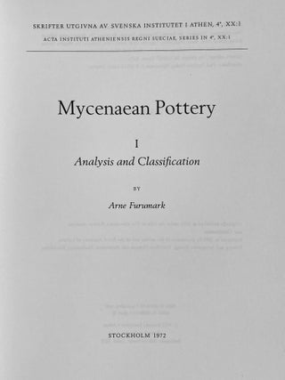 Mycenaean Pottery. Vol. I: Analysis and classifications. Vol. II: Chronology (without volume III)[newline]M8887-01.jpeg