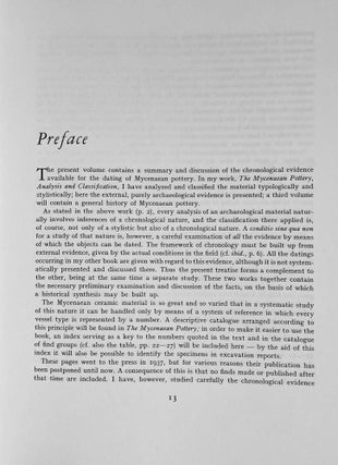 Mycenaean Pottery. Vol. I: Analysis and classifications. Vol. II: Chronology (without volume III)