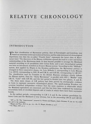 Mycenaean Pottery. Vol. I: Analysis and classifications. Vol. II: Chronology (without volume III)