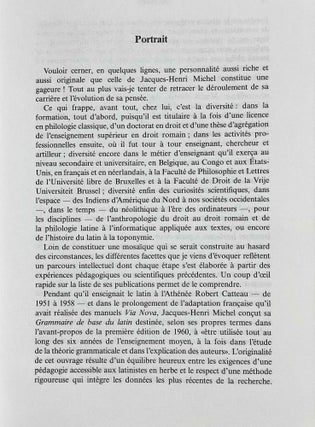 Synthèses romaines. Langue latine - Droit romain. Institution comparées. Études publiées en hommage au professeur J.-H. Michel.