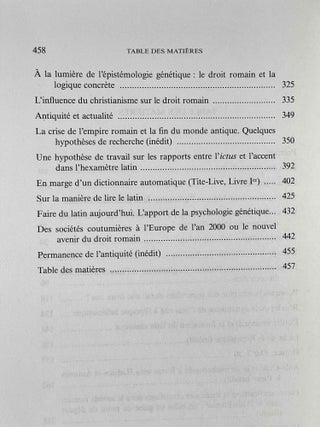 Synthèses romaines. Langue latine - Droit romain. Institution comparées. Études publiées en hommage au professeur J.-H. Michel.
