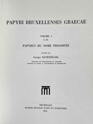 Papyri Bruxellenses Graecae: les papyrus grecs des Musées royaux d'Art et d'Histoire, vol. 1, 1-21: Papyrus du nome Prosopite