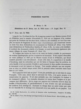 Papyri Bruxellenses Graecae: les papyrus grecs des Musées royaux d'Art et d'Histoire, vol. 1, 1-21: Papyrus du nome Prosopite