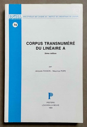 Item #M8918 Corpus transnuméré du linéaire A. RAISON Jacques - POPE Maurice