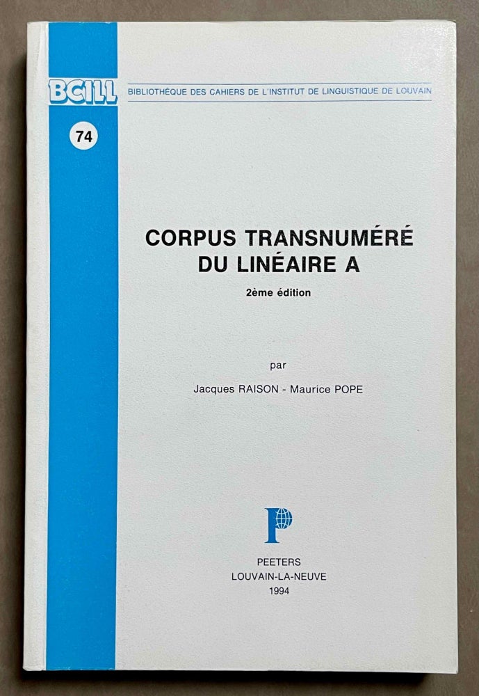 Item #M8918 Corpus transnuméré du linéaire A. RAISON Jacques - POPE Maurice.[newline]M8918-00.jpeg