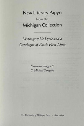 New literary papyri from the Michigan collection. Mythographic lyric and a catalogue of poetic first lines.[newline]M8962-01.jpeg