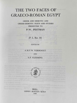 The two faces of Graeco-Roman Egypt. Greek and Demotic and Greek-Demotic texts and studies presented to P.W. Pestman.