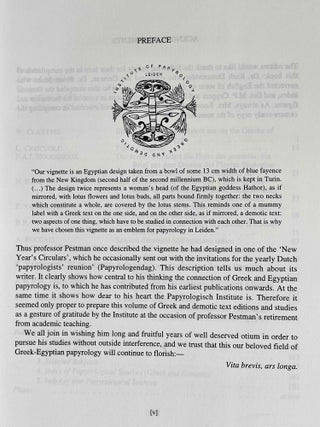 The two faces of Graeco-Roman Egypt. Greek and Demotic and Greek-Demotic texts and studies presented to P.W. Pestman.