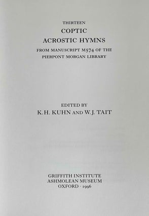Thirteen Coptic acrostic hymns. From manuscript M574 of the Pierpont Morgan library.[newline]M8993-01.jpeg