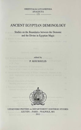 Ancient Egyptian demonology. Studies on the boundaries between the demonic and the divine in Egyptian magic.