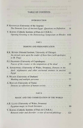 Ancient Egyptian demonology. Studies on the boundaries between the demonic and the divine in Egyptian magic.