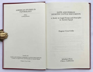 Saite and Persian demotic cattle documents. A study in legal forms and principles in ancient Egypt.