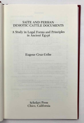 Saite and Persian demotic cattle documents. A study in legal forms and principles in ancient Egypt.[newline]M9051a-02.jpeg