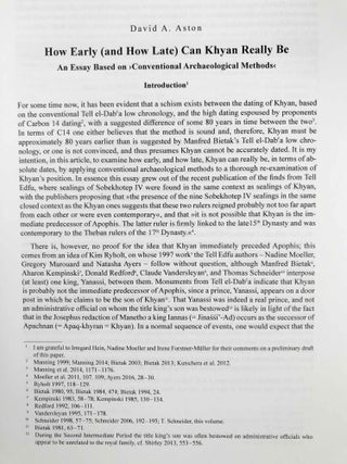 The Hyksos ruler Khyan and the early second intermediate period in Egypt. Problems and priorities of current research. Proceedings of the Workshop of the Austrian Archaeological Institute and the Oriental Institute of the University of Chicago, Vienna, July 4-5, 2014.[newline]M9056a-04.jpeg