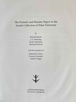 The Demotic and Hieratic Papyri in the Suzuki Collection of Tokai University
