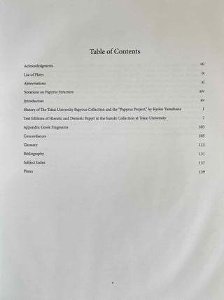 The Demotic and Hieratic Papyri in the Suzuki Collection of Tokai University