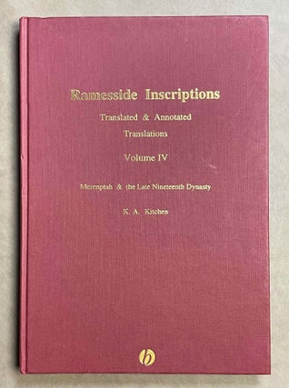 Item #M9145 Ramesside inscriptions. Translated and annotated. Translations. Vol. IV: Merenptah...