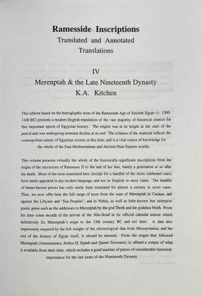 Ramesside inscriptions. Translated and annotated. Translations. Vol. IV: Merenptah and the Late Nineteenth Dynasty[newline]M9145-01.jpeg